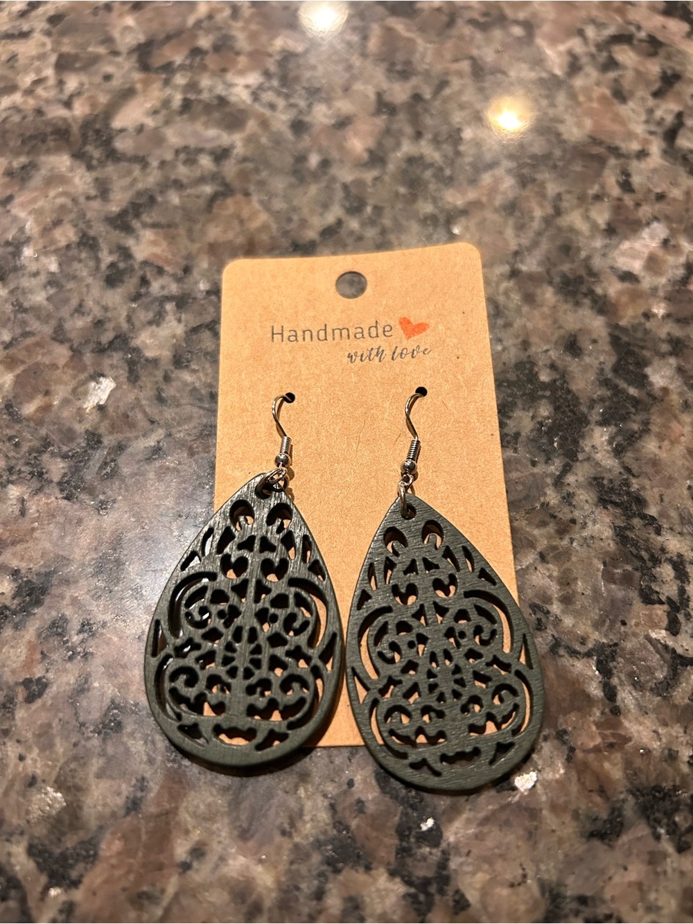 Handmade Black Filigree Teardrop Earrings
